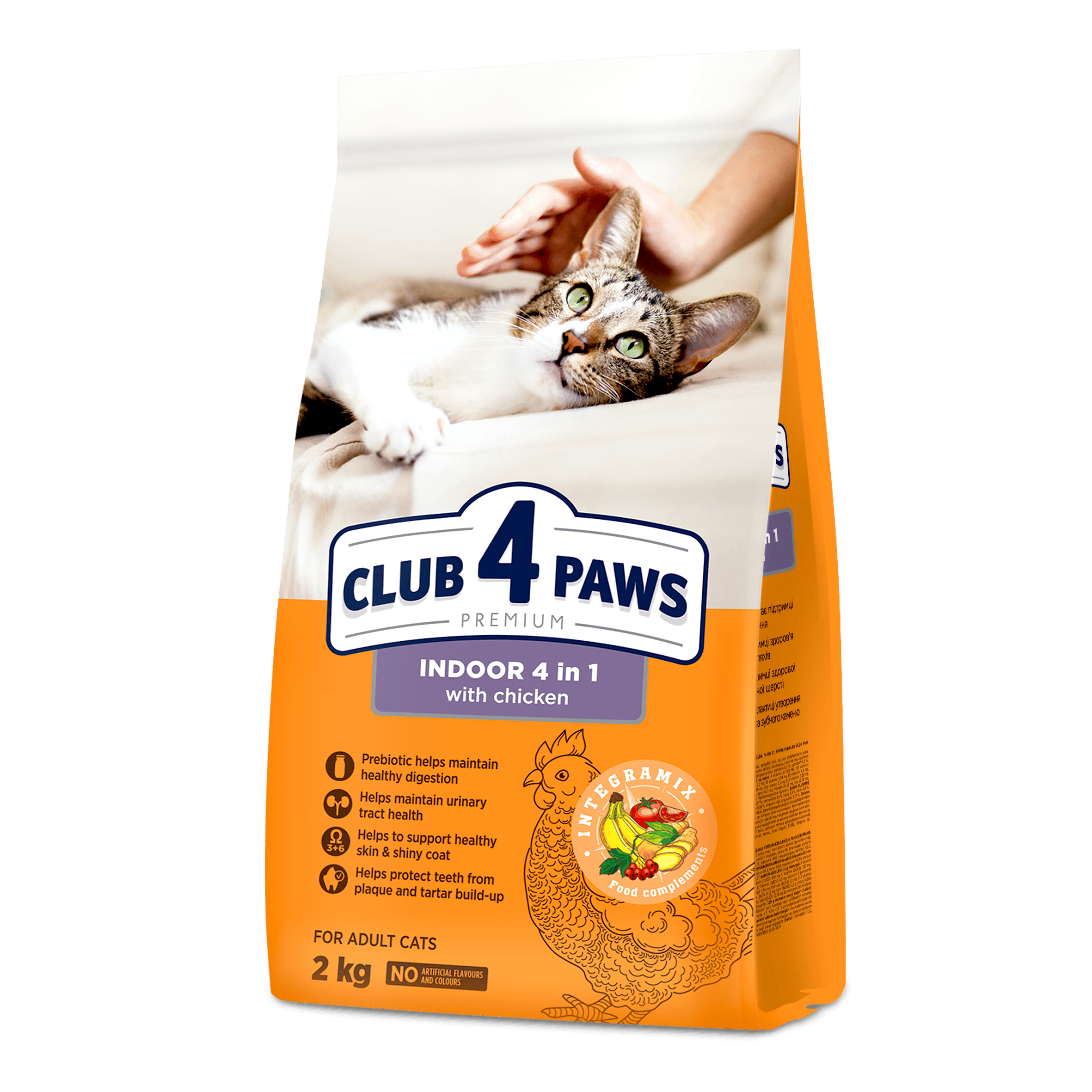 CLUB 4 PAWS Премиум. Для кошек, живущих в помещении "4 в 1". Полнорационный сухой корм для взрослых кошек