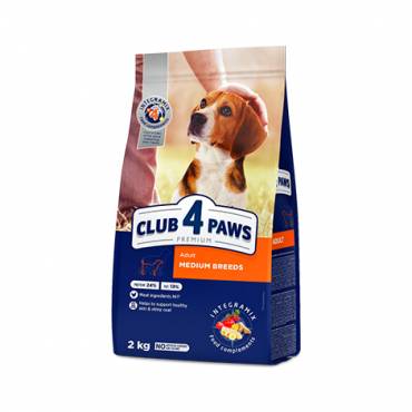 CLUB 4 PAWS Премиум для средних пород. Полнорационный сухой корм для взрослых собак